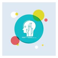 Data. head. human. knowledge. network White Glyph Icon colorful Circle Background vector