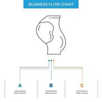 pregnancy. pregnant. baby. obstetrics. fetus Business Flow Chart Design with 3 Steps. Line Icon For Presentation Background Template Place for text vector