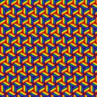 Vector illustration of wallpaper, background and flag with rainbow pattern. Geometric pattern of cubes with LGBT faces. Abstract geometric background.