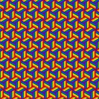 Vector illustration of wallpaper, background and flag with rainbow pattern. Geometric pattern of cubes with LGBT faces. Abstract geometric background.