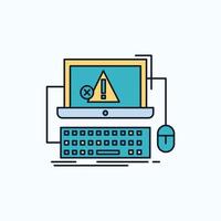 Computer. crash. error. failure. system Flat Icon. green and Yellow sign and symbols for website and Mobile appliation. vector illustration