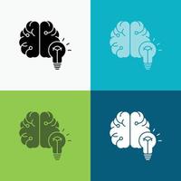 idea. business. brain. mind. bulb Icon Over Various Background. glyph style design. designed for web and app. Eps 10 vector illustration