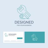settings. App. installation. maintenance. service Business Logo Line Icon Symbol for your business. Turquoise Business Cards with Brand logo template vector