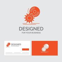 Business logo template for cd. disc. install. software. dvd. Orange Visiting Cards with Brand logo template. vector