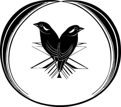 Two Sparrows on a Tree Branch vector