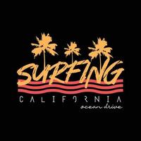 tipografía de ilustración de playa de verano de surf de california. perfecto para el diseño de camisetas vector