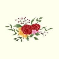 Watercolor flower and leaves illustration vector