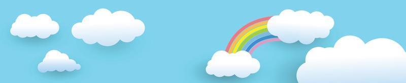 rainbow, clouds and sky, weather nature background,  vector illustration.