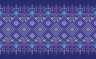 patrón étnico de bordado, estilo de patrón de ilustración de punto de cruz vectorial, fondo de patrón azul y púrpura vector