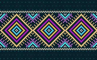 Pixel geometric ethnic pattern, Vector embroidery knitting background, Pixel illustration ethnic style