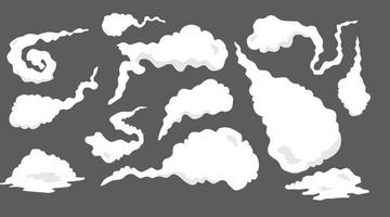 conjunto de ilustración de vector de vapor de humo de nube
