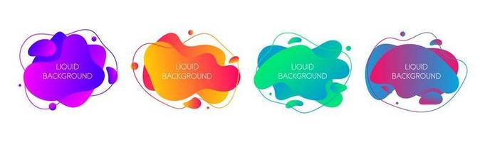 Set of 4 abstract modern graphic liquid elements. Dynamical waves vivid colors fluid forms. Isolated banners with flowing liquid shapes. Template for the design of a logo, flyer or presentation. vector