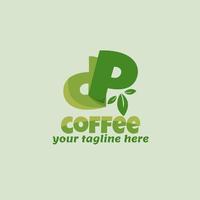 logotipo de café dp con una forma única y un color simple vector