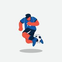 ilustración de un jugador de fútbol sosteniendo una pelota de estilo libre para pasar a un oponente. una de las técnicas de jugar al fútbol. vector