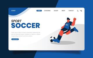 Landing Page - Illustration of a soccer player kicking a long-distance ball. One of the techniques of playing soccer. vector