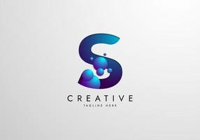 Letter S logo combined with gradient colored bubbles, logo Design Template vector