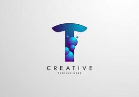 Letter T logo combined with gradient colored bubbles, logo Design Template vector