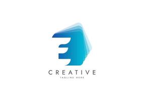 Letter E Digital Media Logo, Isolated with pile of digital software data, Vector template logo.