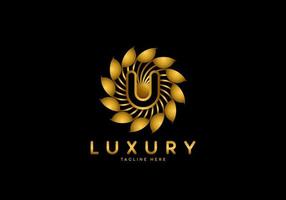 Letter U Golden Flower Luxury Logo vector
