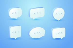 3d blue speech bubble chat icon collection set poster and sticker concept Banner vector