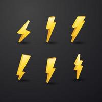 3d thunder vector isolated collection set