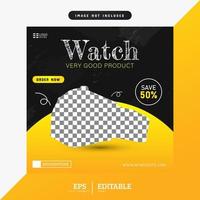 Classic watch social media post banner vector