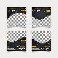 Burger food social media post template set vector