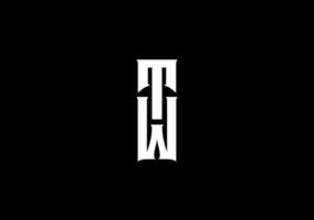 Initial Letter TW vertical parallel minimalist vector