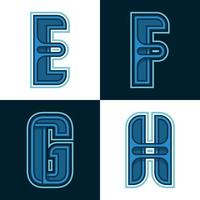 Vector set alphabet of fonts Blue