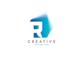 Letter R Digital Media Logo, Isolated with pile of digital software data, Vector template logo.