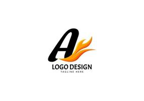 Letter A Fire Logo for Brand or Company, Concept Minimalist. vector