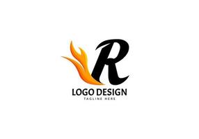 Letter R Fire Logo for Brand or Company, Concept Minimalist. vector