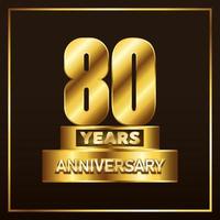 80 years anniversary logotype trophy. Gold anniversary celebration emblem design for booklet, pamphlet, magazine, brochure, poster, web, invitation or greeting card. Vector illustration