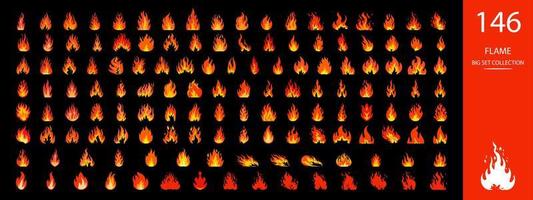 Flames isolated vector illustration set.