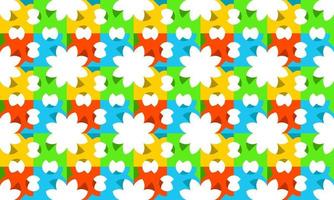 Seamless Pattern Minimalist White Flowers Colorful Background vector