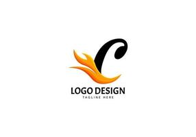 Letter C Fire Logo for Brand or Company, Concept Minimalist. vector