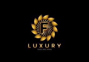 Letter F Golden Flower Luxury Logo vector