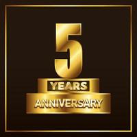 5 years anniversary logotype trophy. Gold anniversary celebration emblem design for booklet, pamphlet, magazine, brochure, poster, web, invitation or greeting card. Vector illustration