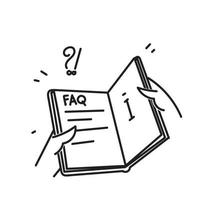 hand drawn doodle faq manual book illustration vector