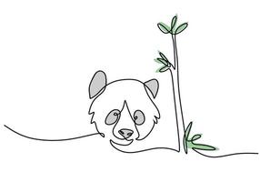 una sola línea continua del día internacional del panda rojo con bambú vector
