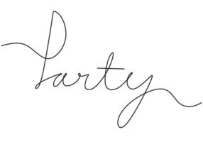 One continuous single line of party letter word on white background. vector