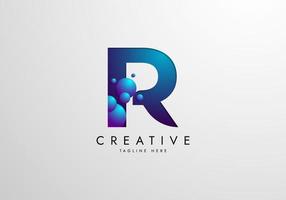 Letter R logo combined with gradient colored bubbles, logo Design Template vector