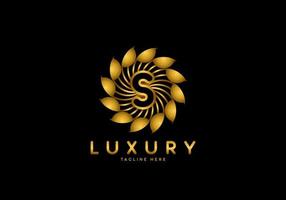 Letter S Golden Flower Luxury Logo vector
