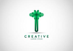 Initial Letter T Lucky Clover Logo vector