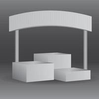 maqueta de stand de feria comercial en blanco. vista frontal. vector aislado sobre fondo blanco