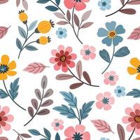 Colorful hand draw flowers seamless pattern. vector