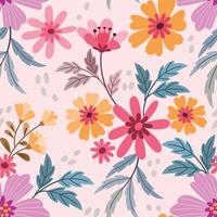 Colorful hand draw flowers seamless pattern.