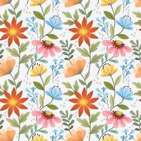 Colorful hand draw flowers seamless pattern. vector