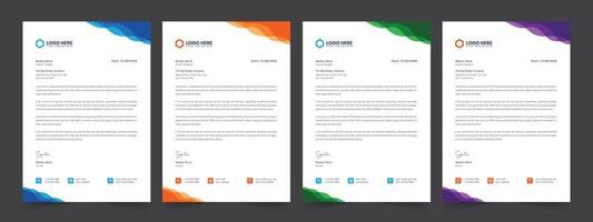 Modern and abstract letterhead design template. Business style letterhead template design with blue, orange, green and purple color vector