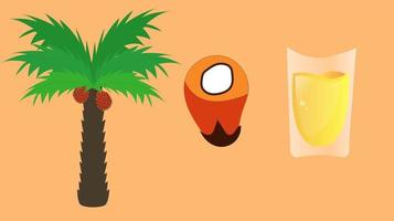 concepto de ilustración vectorial de la planta de aceite de palma de coco, aceite de cocina hecho de palma de coco de la granja kalimantan borneo, icono plano para la industria vector